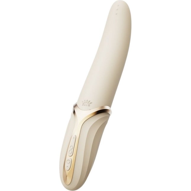 Бежевый вибростимулятор с имитацией оральных ласк и функцией нагрева Eve. Фотография 8.