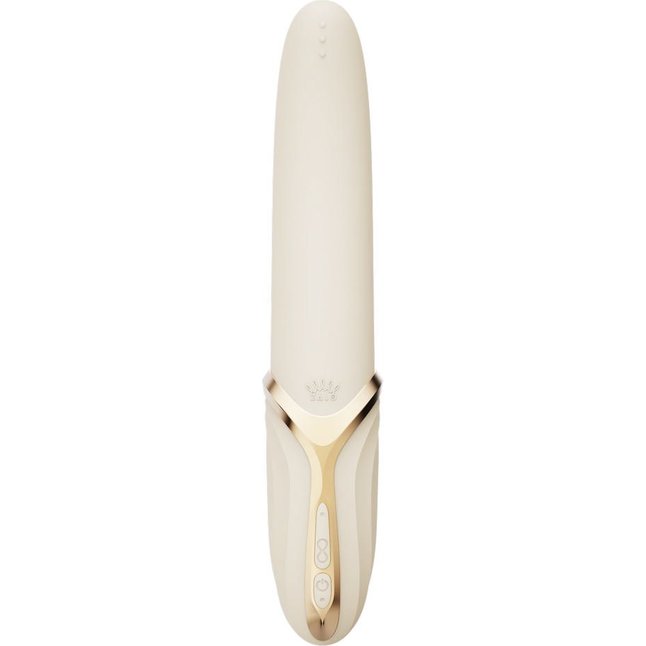 Бежевый вибростимулятор с имитацией оральных ласк и функцией нагрева Eve. Фотография 10.