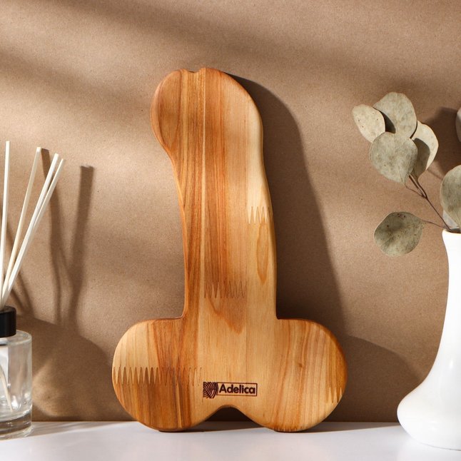 Деревянное блюдо для подачи в форме члена (25 х 16,5 х 1,7 см). Фотография 3.