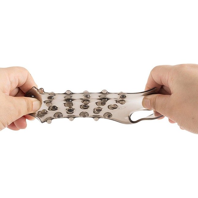 Дымчатая насадка на пенис с выпуклостями - 11 см - SEX EXPERT. Фотография 4.