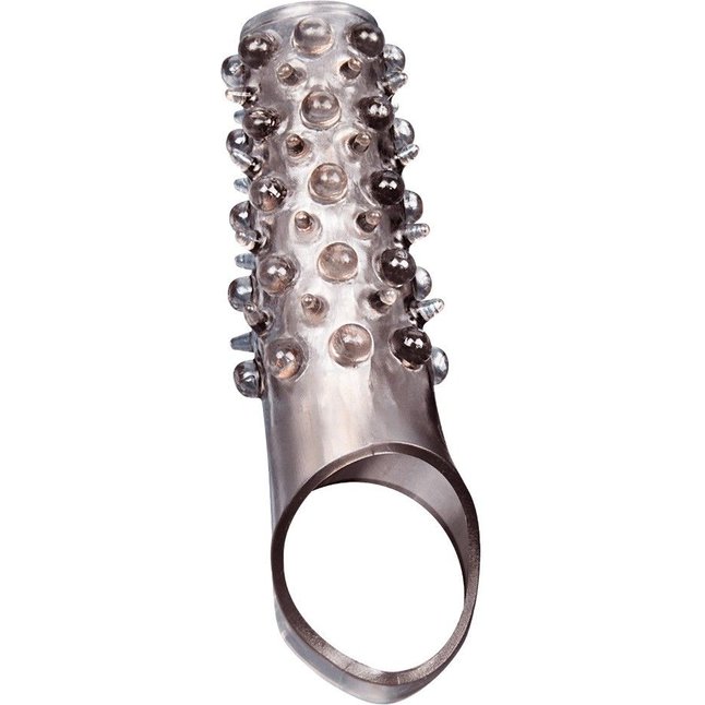 Дымчатая насадка на пенис с шипами и выпуклостями - 12 см - SEX EXPERT