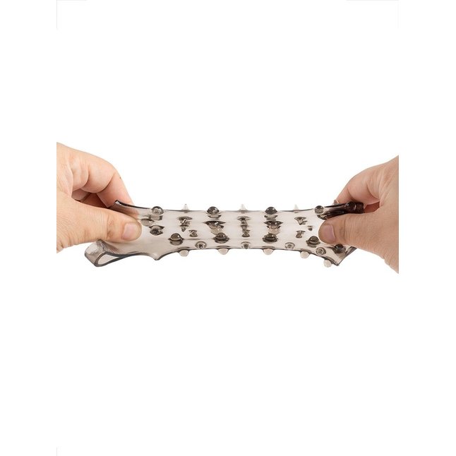 Дымчатая насадка на пенис с шипами и выпуклостями - 12,5 см - SEX EXPERT. Фотография 7.