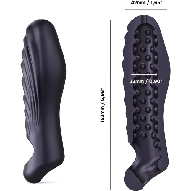 Сливовая силиконовая насадка на пенис с подхватом Manwan Ryzer. Фотография 3.