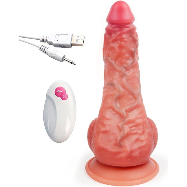 Телесный вибратор-реалистик с пультом ДУ - 24 см - EROWOMAN ВИБРО. Фотография 9.