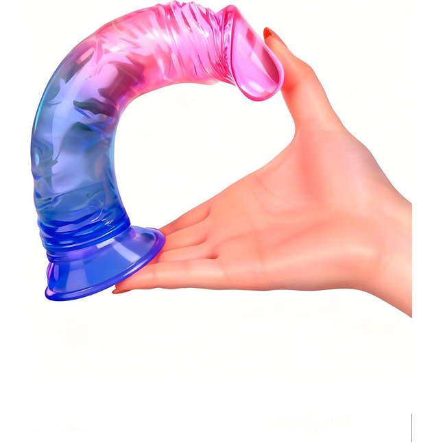 Яркий розово-синий фаллоимитатор с присоской - EROWOMAN NEW COLLECTION. Фотография 5.