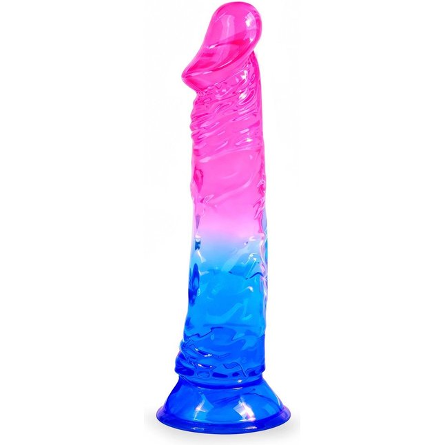 Яркий розово-синий фаллоимитатор с присоской - EROWOMAN NEW COLLECTION