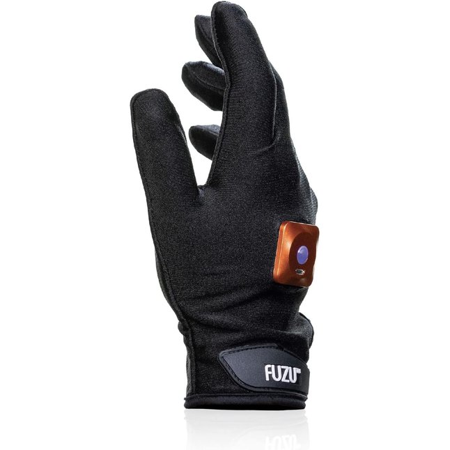 Черная виброперчатка для массажа Fuzu на правую руку