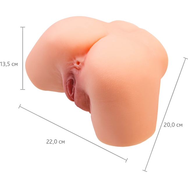 Телесный реалистичный мастурбатор-полуторс с 2 любовными входами. Фотография 2.