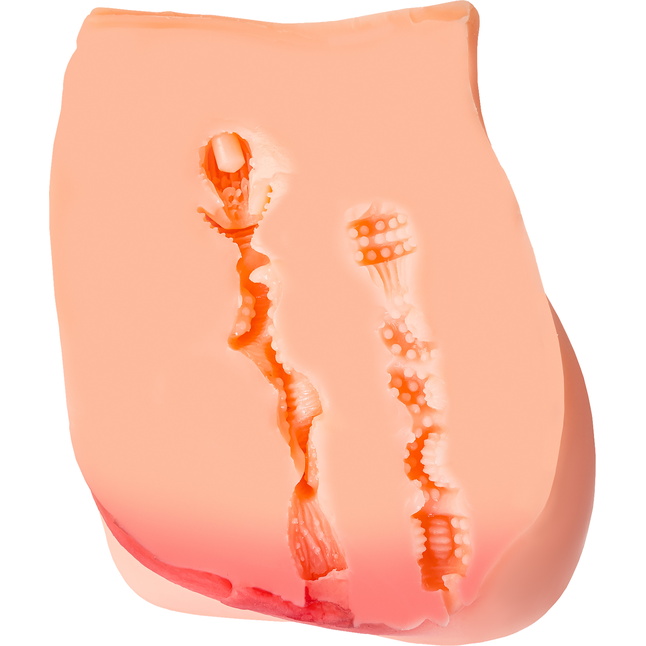 Телесный реалистичный мастурбатор-полуторс с 2 любовными входами. Фотография 4.