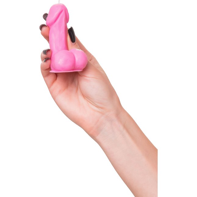 Розовая свеча в форме пениса - 47 гр. Фотография 7.