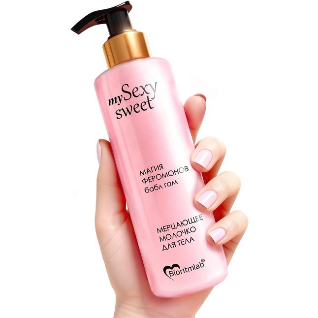 Молочко для тела Sexy Sweet с ароматом бабл-гам, шиммером и феромонами - 200 мл - Серия Sexy Sweet. Фотография 2.