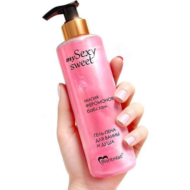 Гель-пена для ванны и душа Sexy Sweet с феромонами и ароматом бабл-гам - 200 мл - Серия Sexy Sweet. Фотография 2.