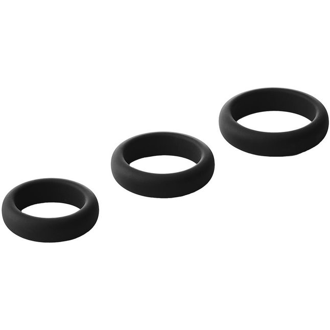 Набор из 3 черных эрекционных колец Smooth Silicone Cockring Pack - Ramrod. Фотография 2.