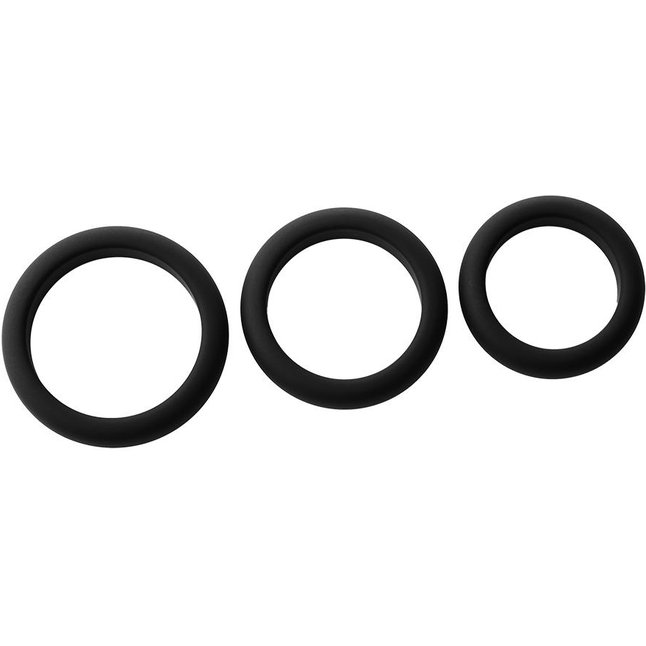 Набор из 3 черных эрекционных колец Smooth Silicone Cockring Pack - Ramrod. Фотография 4.