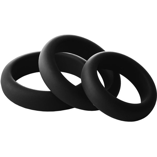 Набор из 3 черных эрекционных колец Smooth Silicone Cockring Pack - Ramrod