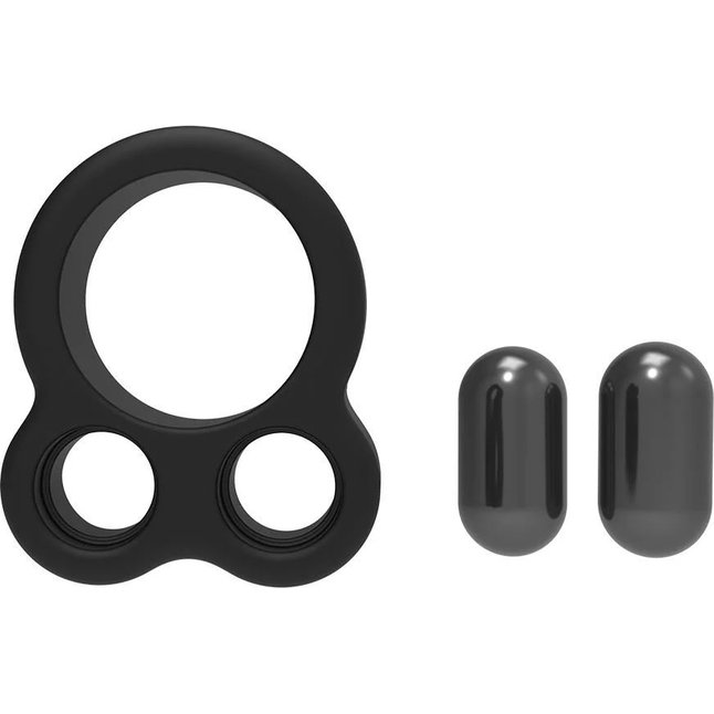 Черное эрекционное кольцо с утяжелителями Cockring Dual Weight - Ramrod. Фотография 3.