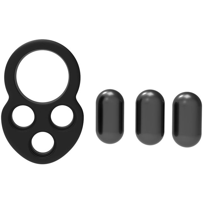 Черное эрекционное кольцо с утяжелителями - Ramrod. Фотография 2.