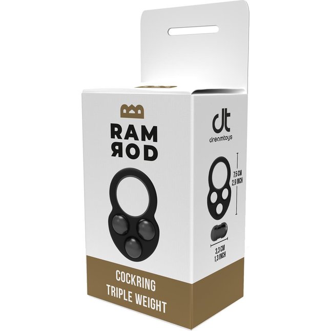 Черное эрекционное кольцо с утяжелителями - Ramrod. Фотография 5.
