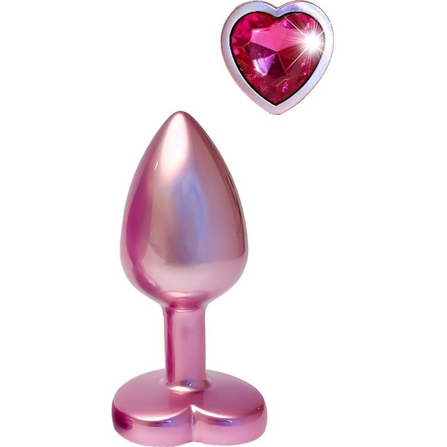 Розовая анальная пробка с кристаллом-сердцем Pearl Pink Plug Small - Gleaming Love. Фотография 2.