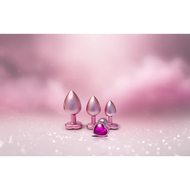 Розовая анальная пробка с кристаллом-сердцем Pearl Pink Plug Small - Gleaming Love. Фотография 5.