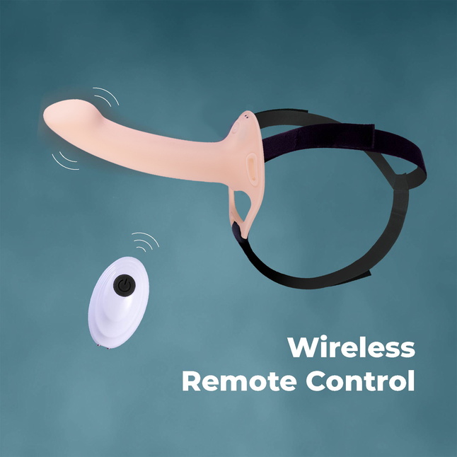 Телесный полый страпон с вибрацией Erection Agents - 24,1 см. Фотография 3.