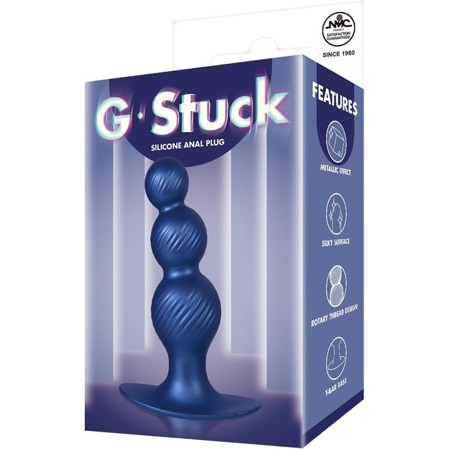 Синяя анальная елочка 5 Inch Silicone Anal Plug - 14 см. Фотография 4.