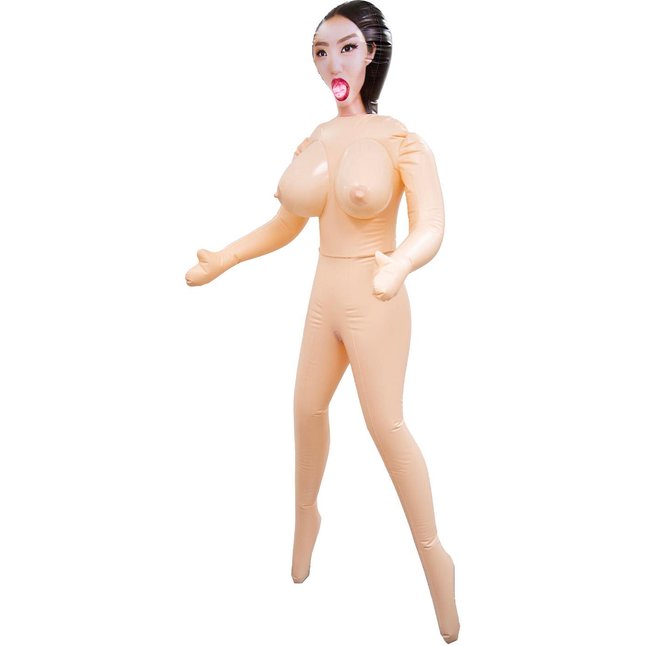 Телесная надувная секс-кукла с пышным бюстом. Фотография 3.