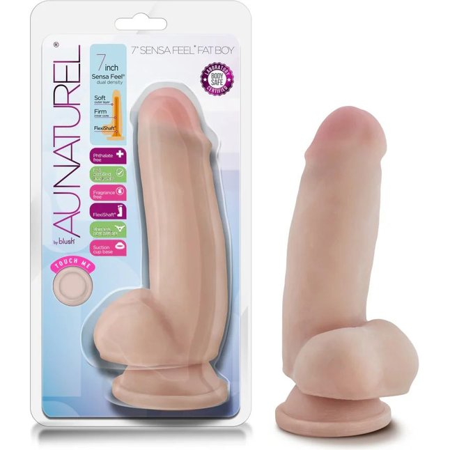 Телесный фаллоимитатор 7 Inch Sensa Feel Fat Boy - 17,7 см - Au Naturel. Фотография 4.