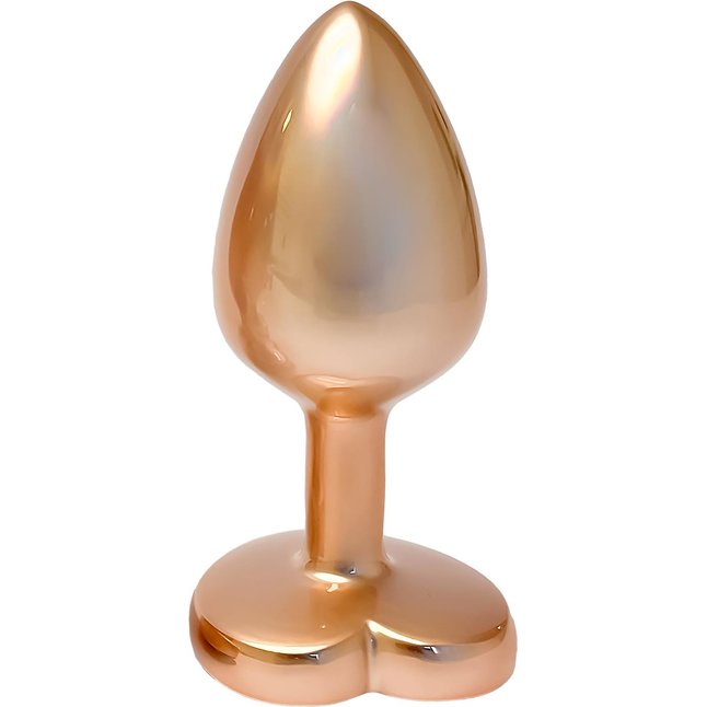 Золотистая анальная пробка с прозрачным кристаллом-сердцем Pearl Gold Plug Small - Gleaming Love