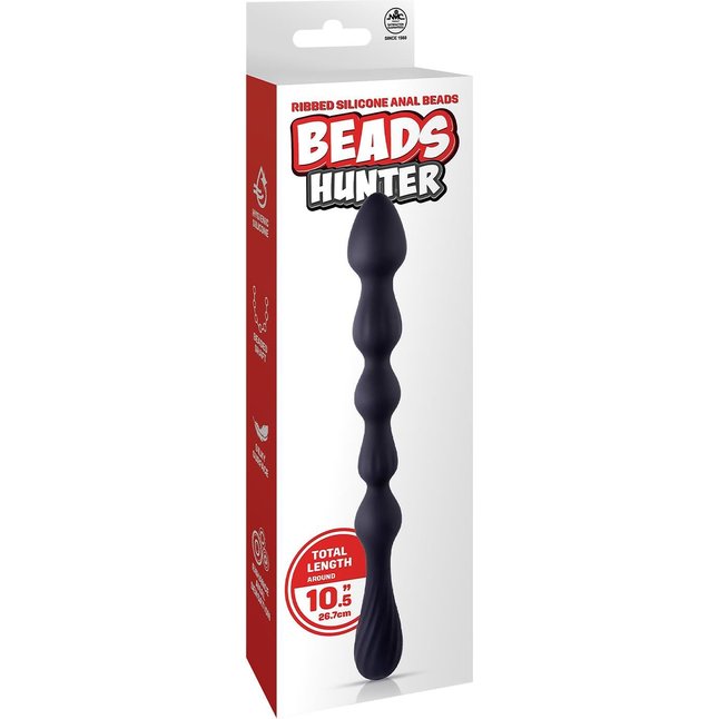 Черная анальная цепочка Hunter Beads - 26,7 см. Фотография 4.