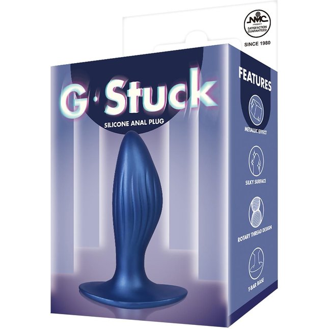 Синяя анальная пробка G Stuck Silicone Anal Plug - 12,5 см. Фотография 4.