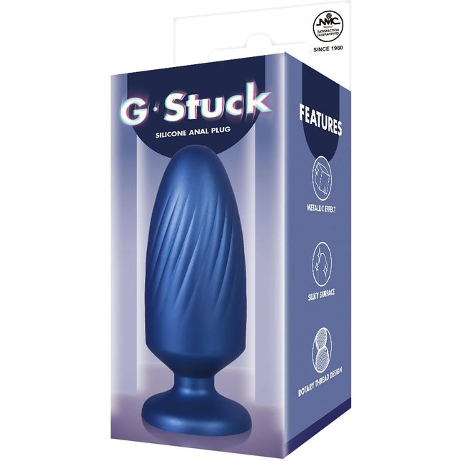 Синяя анальная пробка G Stuck Silicone Anal Plug - 13,5 см. Фотография 4.