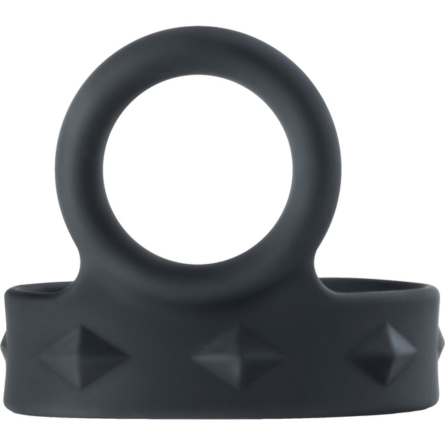 Черное эрекционное кольцо с подхватом мошонки на кнопках VS6 - Performance. Фотография 6.