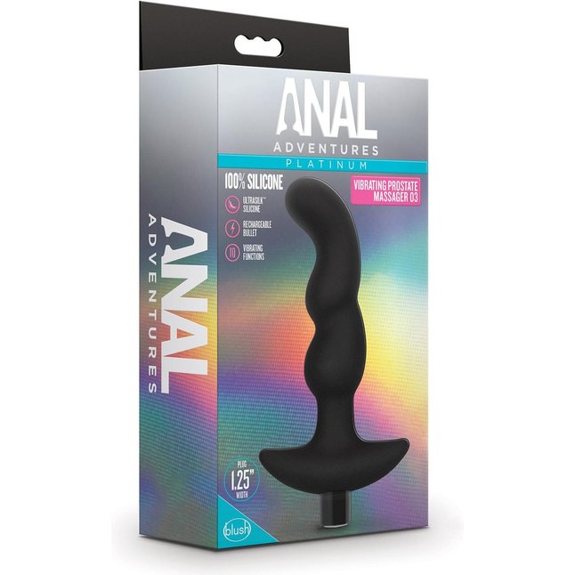 Черный вибромассажер простаты Prostate Massager 03 - 15,2 см - Anal Adventures. Фотография 4.
