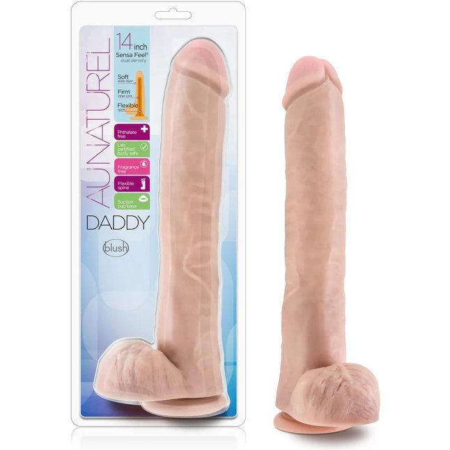 Телесный фаллоимитатор-гигант Daddy - 35,5 см - Au Naturel