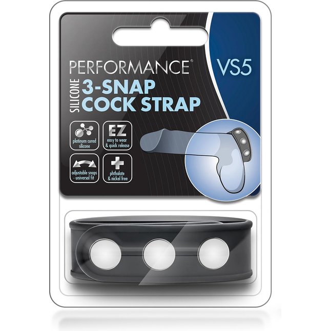 Черное эрекционное кольцо на кнопках - Performance. Фотография 3.