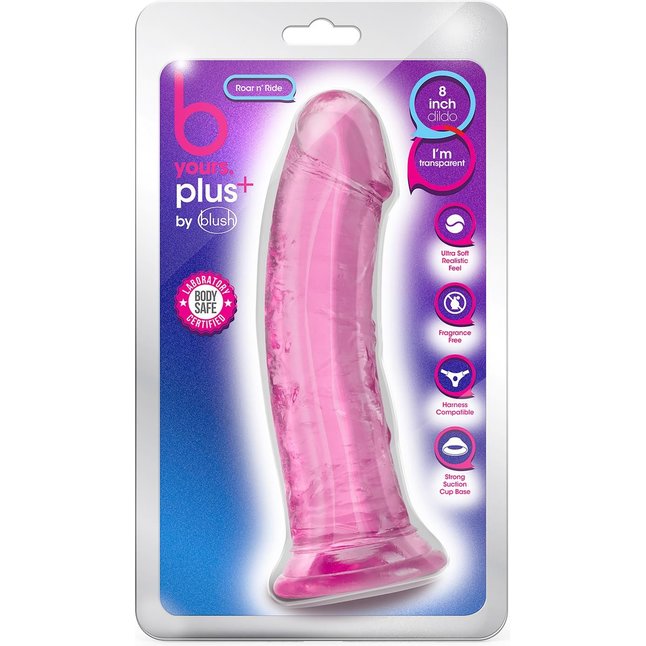 Розовый фаллоимитатор Roar N’ Ride - 20,3 см - B Yours Plus. Фотография 3.