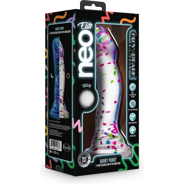 Прозрачный люминесцентный фаллоимитатор Hanky-Panky - 19 см - Neo Elite. Фотография 5.