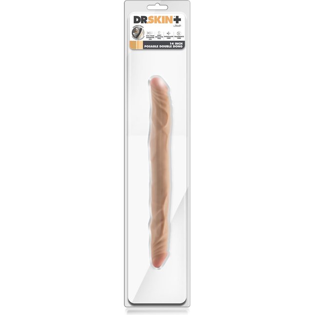 Телесный двусторонний фаллоимитатор 14 Inch Double Dong - 35,6 см - Dr. Skin Plus. Фотография 4.