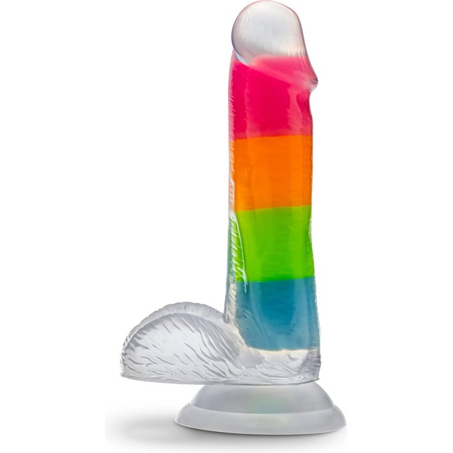 Яркий люминесцентный фаллоимитатор Rainbow Rave - 16,5 см - Neo Elite. Фотография 2.