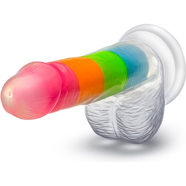 Яркий люминесцентный фаллоимитатор Rainbow Rave - 16,5 см - Neo Elite. Фотография 3.