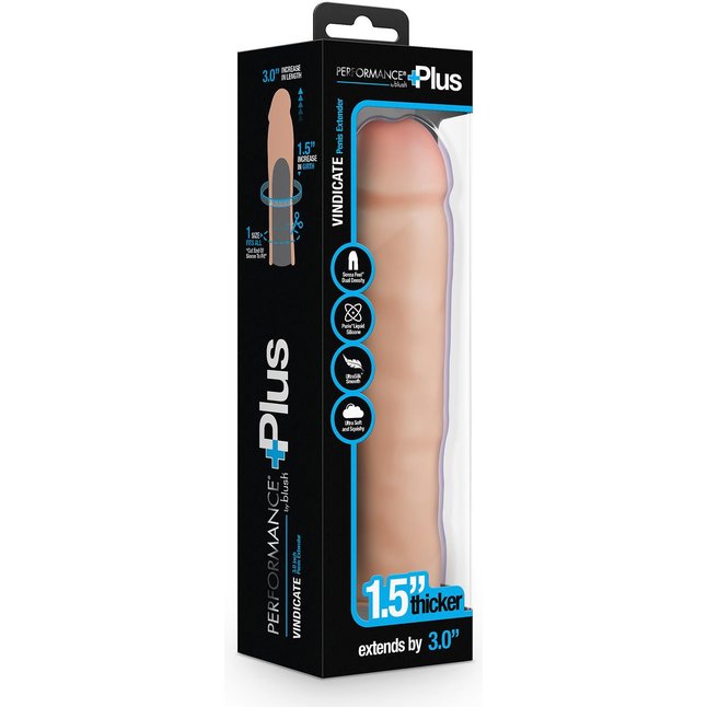 Телесная насадка-удлинитель Vindicate - 21,6 см - Performance Plus. Фотография 5.