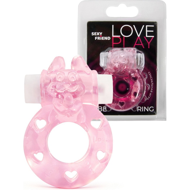 Розовое эрекционное виброкольцо в форме зайчика - SEXY FRIEND СЕКСУАЛЬНАЯ ИГРА. Фотография 2.