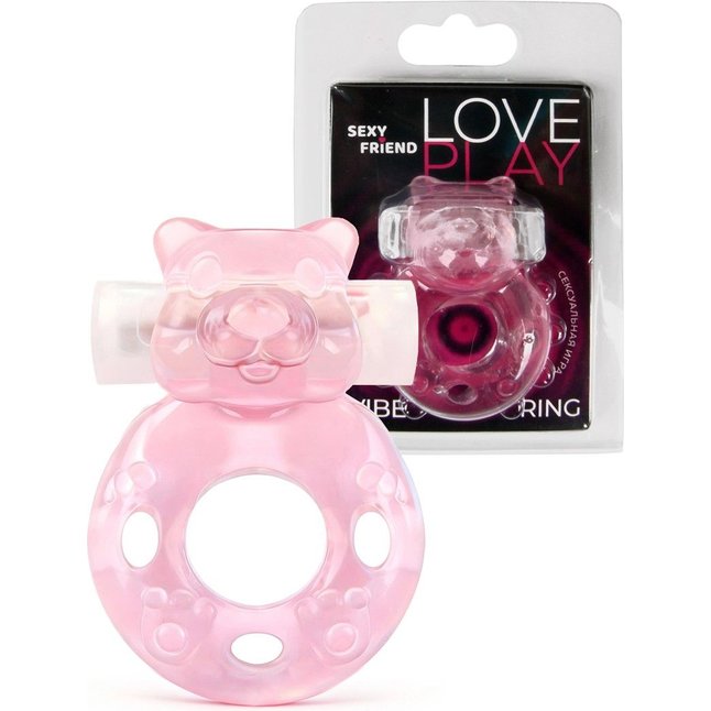 Розовое эрекционное виброкольцо в форме мишки - SEXY FRIEND СЕКСУАЛЬНАЯ ИГРА. Фотография 2.
