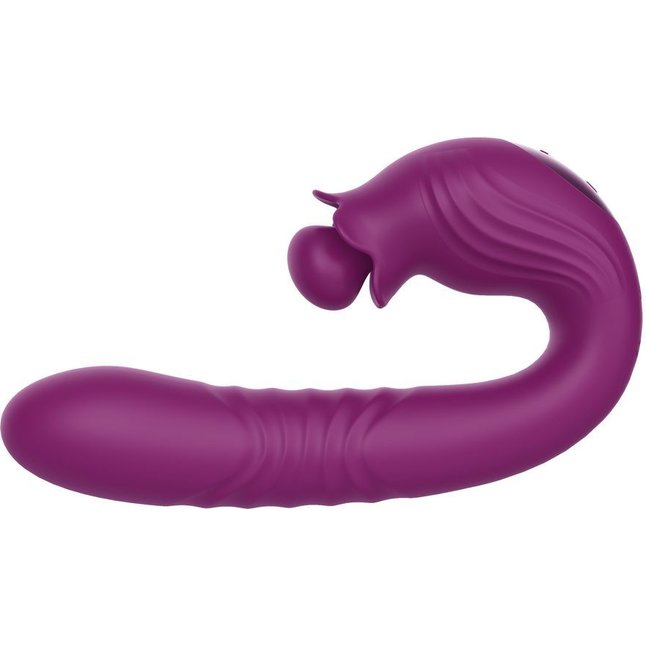 Фиолетовый вибратор Selove Campanula с вращающимся стимулятором клитора - 18,2 см
