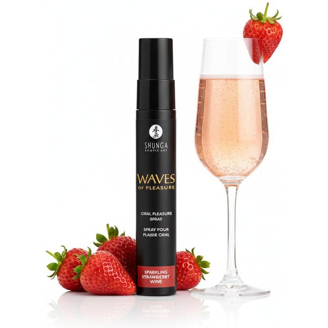 Оральный спрей Waves of Pleasure с ароматом клубники и шампанского - 20 мл. Фотография 3.