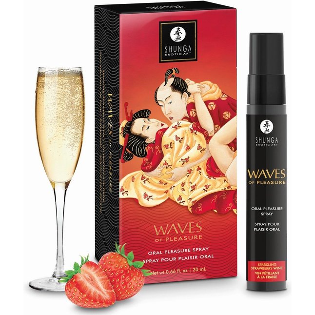 Оральный спрей Waves of Pleasure с ароматом клубники и шампанского - 20 мл. Фотография 4.