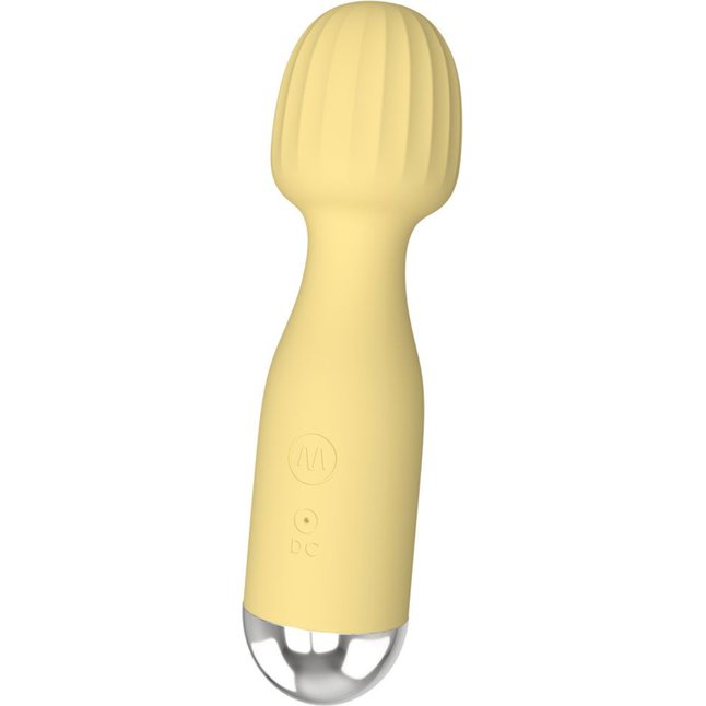 Желтый мини-вибратор с шаровидной головкой. Фотография 2.