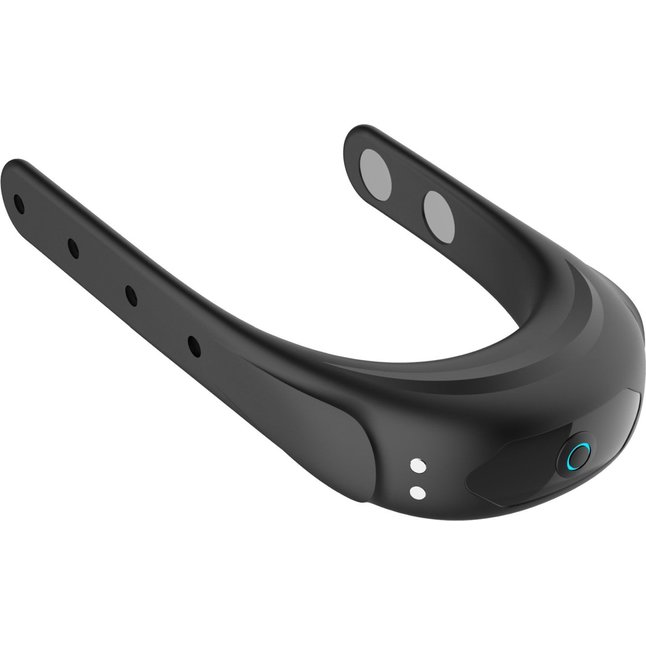 Черное эрекционное виброкольцо на ремешках. Фотография 2.