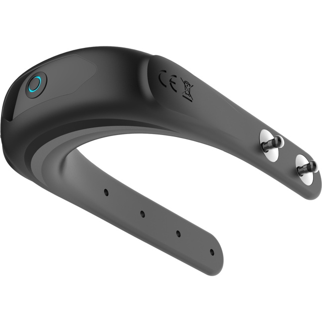 Черное эрекционное виброкольцо на ремешках. Фотография 5.